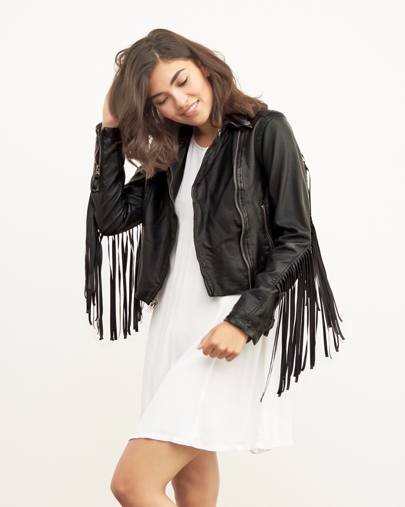 Womens Fringe Vegan Leather Moto Jacket | Womens Clearance ... (596 x 745 Pixel)