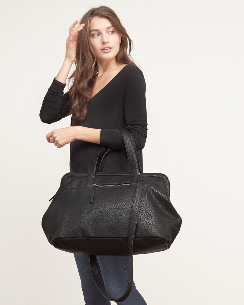 Black Leather Weekender Bag Women's