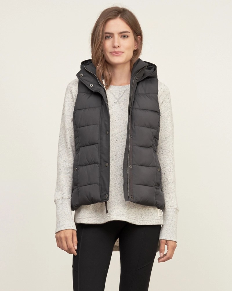 Womens A&F Hooded Puffer Vest Womens Outerwear & Jackets