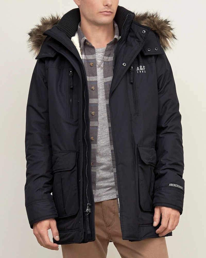 Mens Sherpa Lined Nylon Parka Mens Coats & Jackets