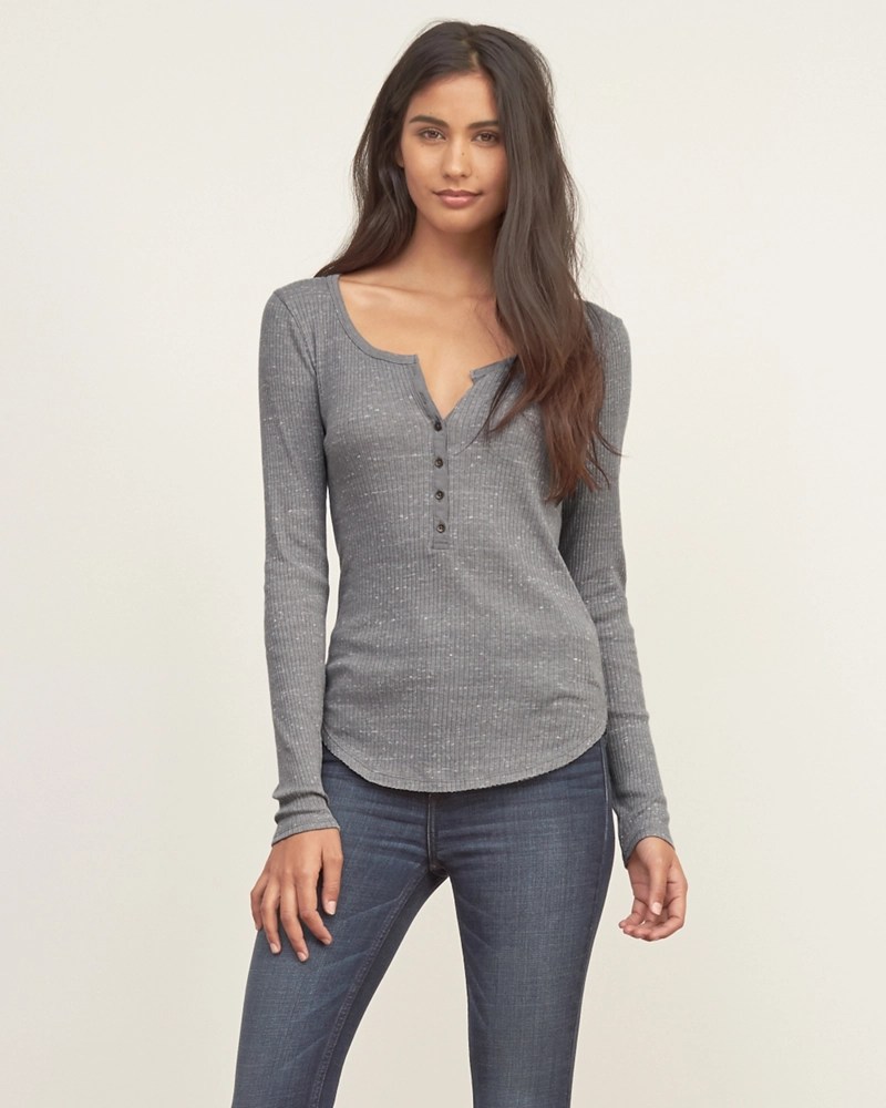 Womens Slim Ribbed Henley Womens A&F Essentials Abercrombie.co.uk