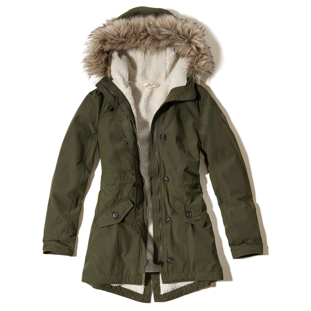 Girls Hollister Heritage Sherpa Lined Parka Girls Jackets & Outerwear
