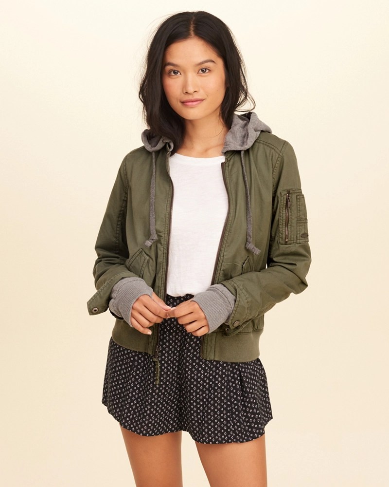 Girls Hooded Bomber Jacket Girls New Arrivals HollisterCo.ca