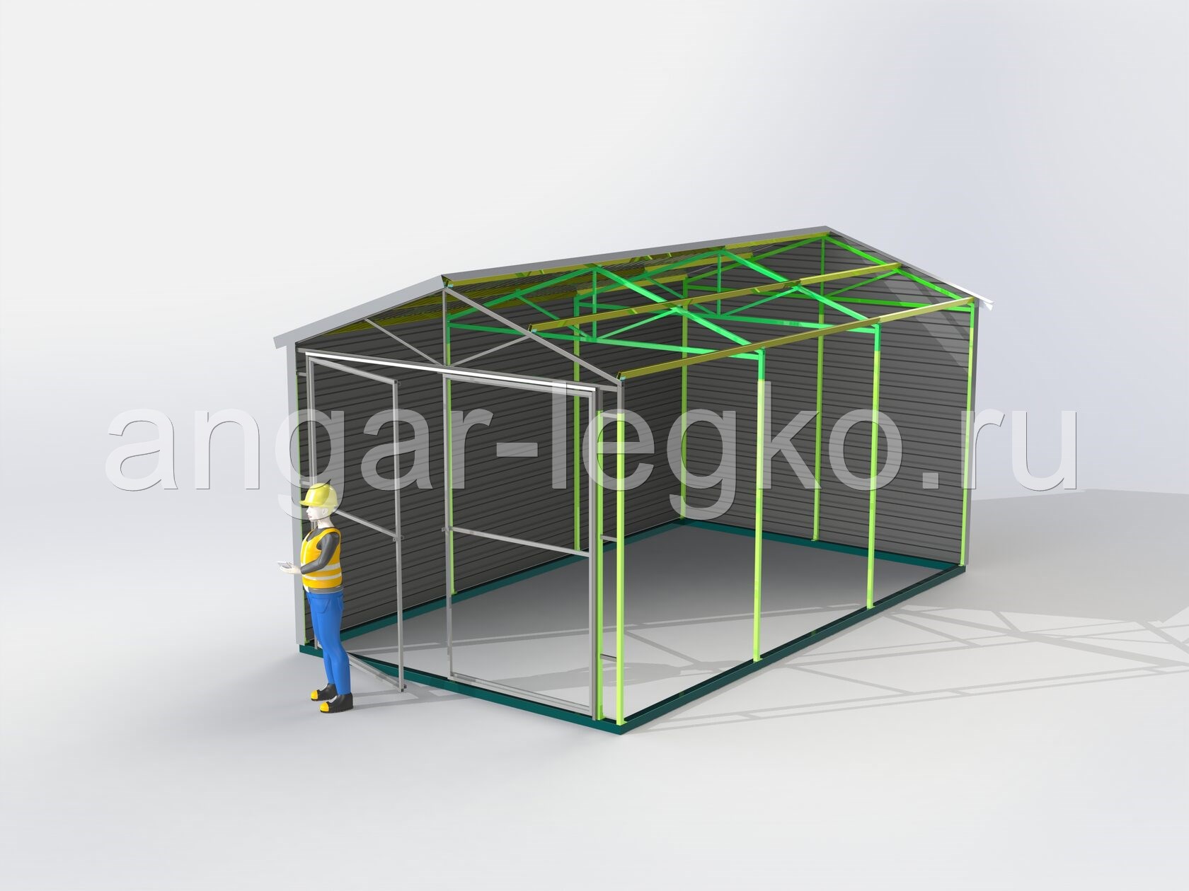 Купить и заказать гараж металлический 3x6 angarlegko