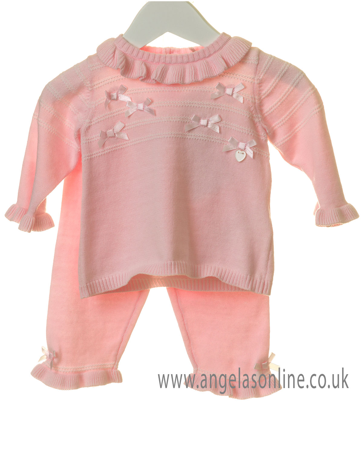 Bluesbaby girls frilled jumper with bows & pants set TT013519 Pink