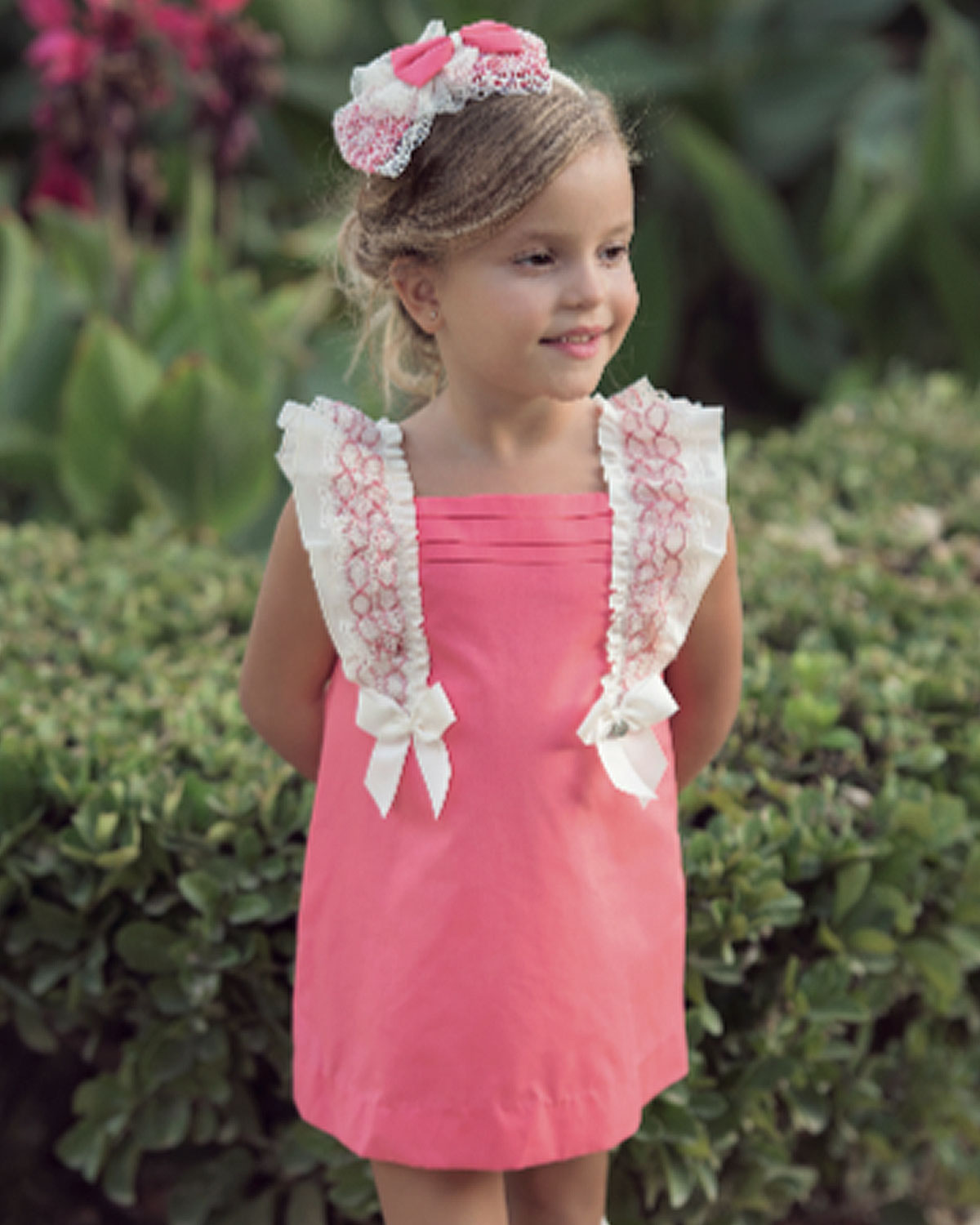 Miranda Girls Aline Dress With Frilled Shoulders 270274V20 Coral