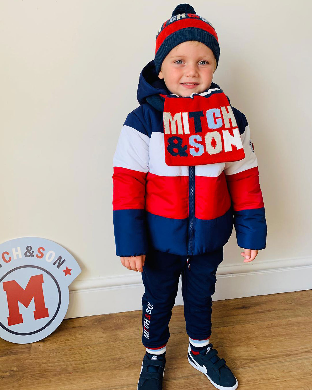 Mitch & Son boys new block colour hooded winter jacket MS143820 Navy