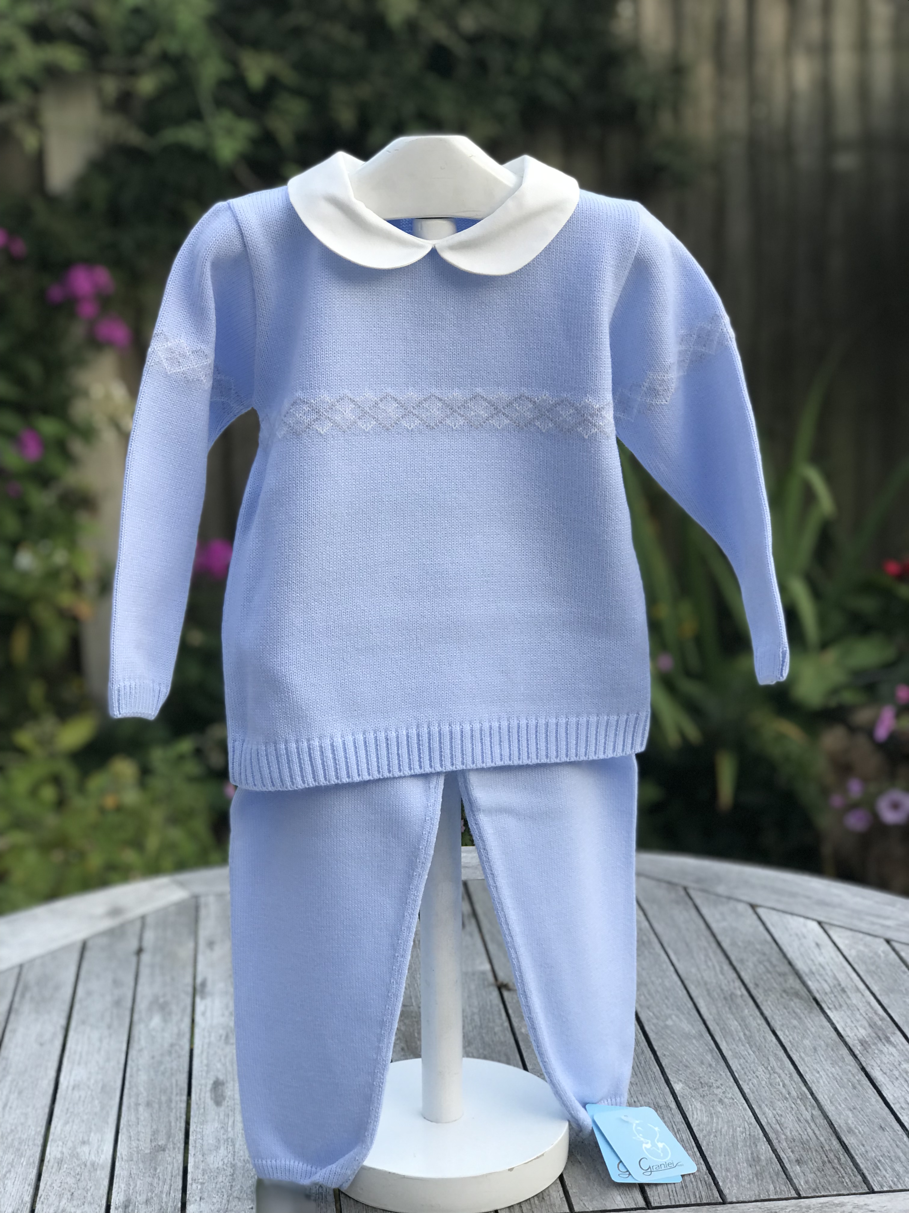 Fairisle pattern Granlei baby boys jumper & pants 20267120 Blue