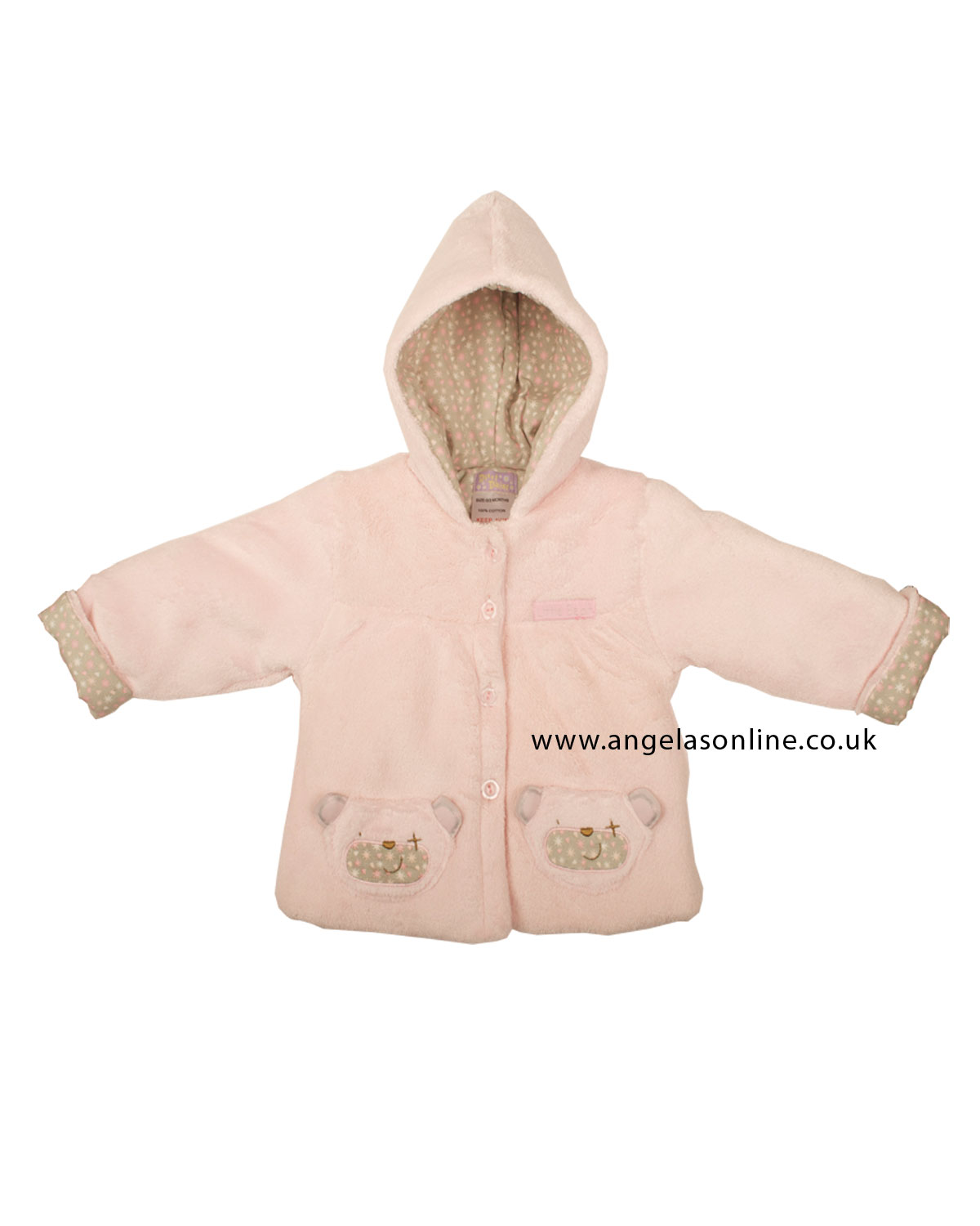Everyday Kids Baby Girl Pink Teddy Bear Jacket with Hood 7018