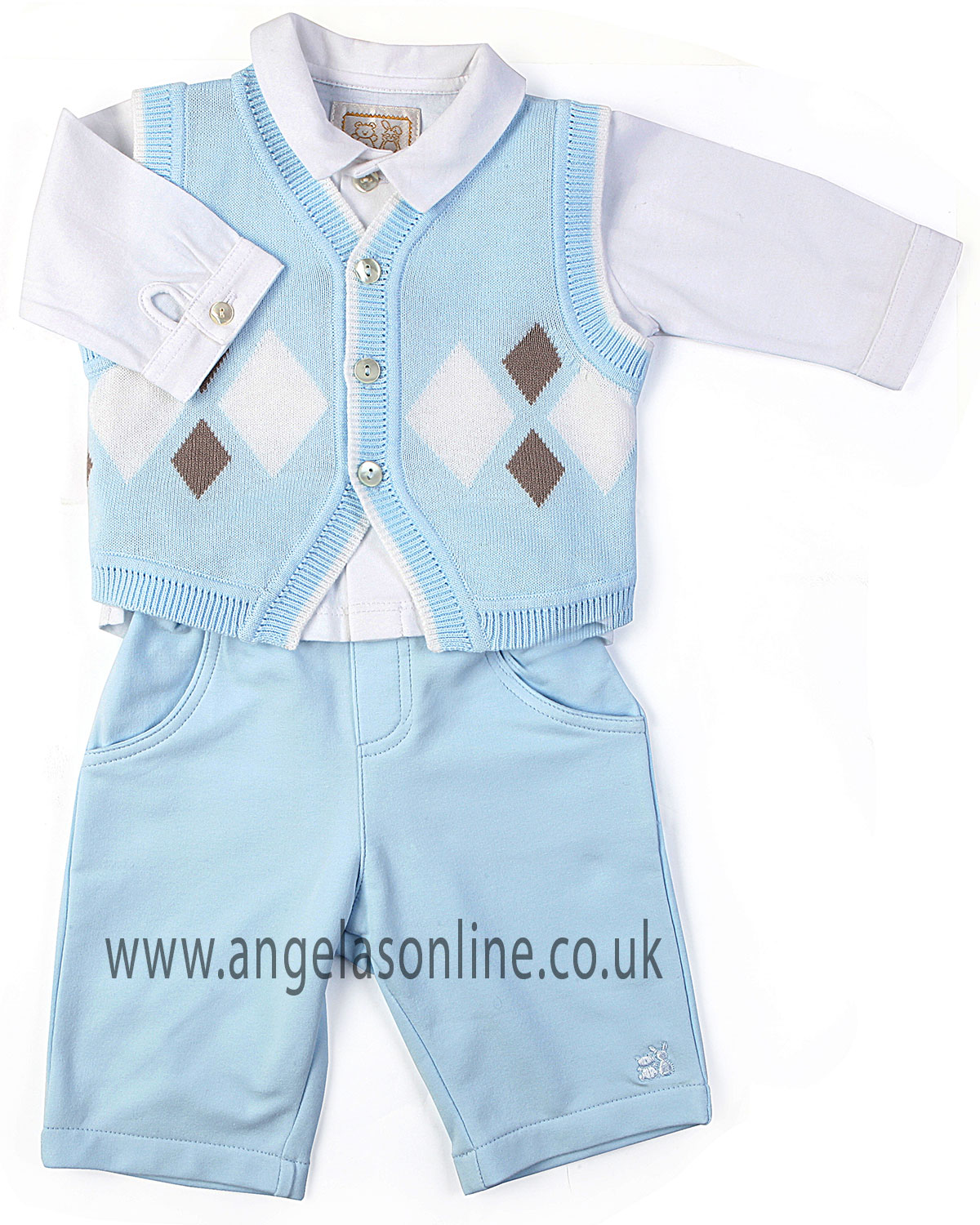 Emile et Rose Baby Boy Outfit Knit Waistcoat, Shirt & Trousers 9474pb