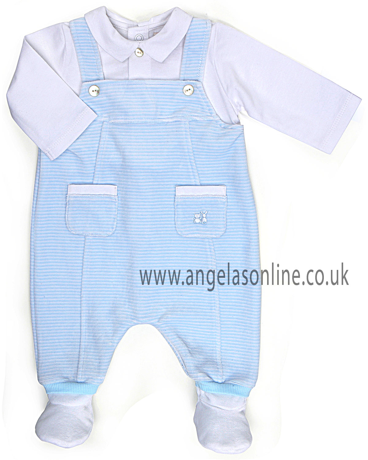 Emile et Rose Baby Boys Pale Blue Dungaree & Shirt Romper 7226pb Brady