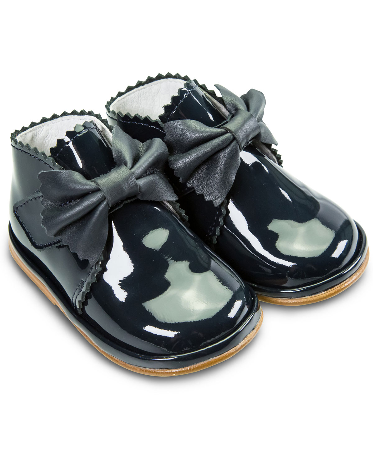 Fofito Girls Navy Patent Leather Boot Sharon 1122