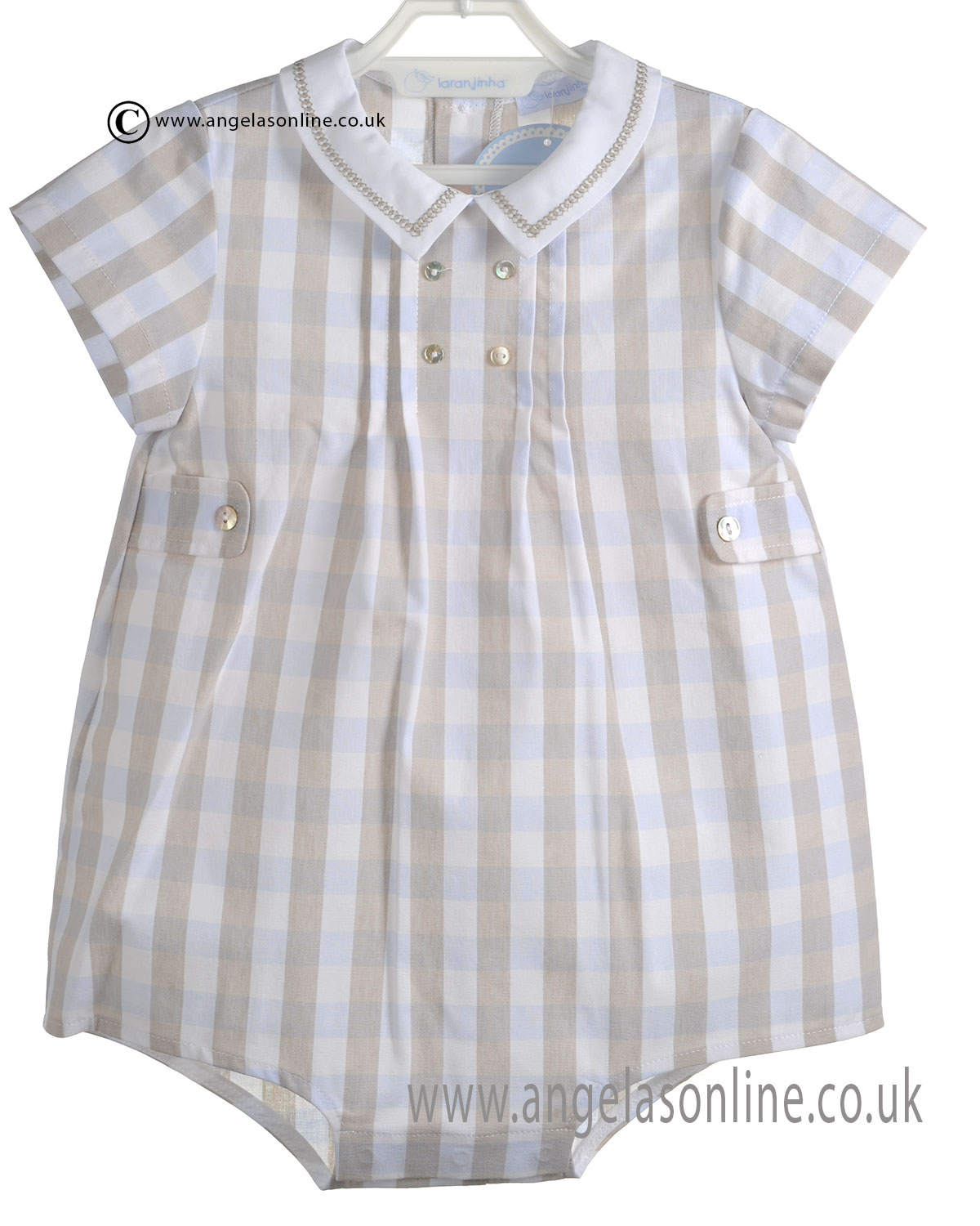 Laranjinha Baby Boy Beige and Blue Romper 5259