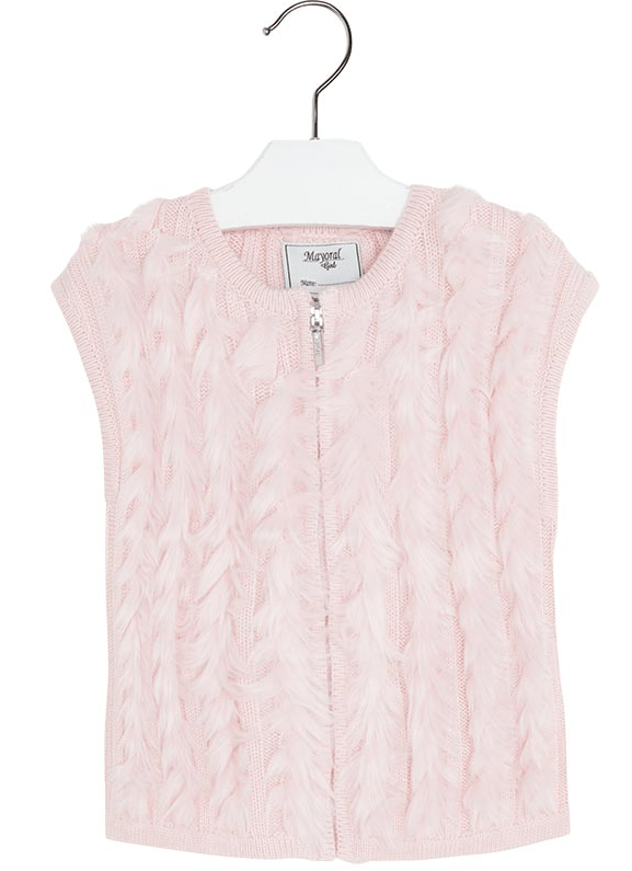 Mayoral Baby Girls Fur Gilet In Pink 4349