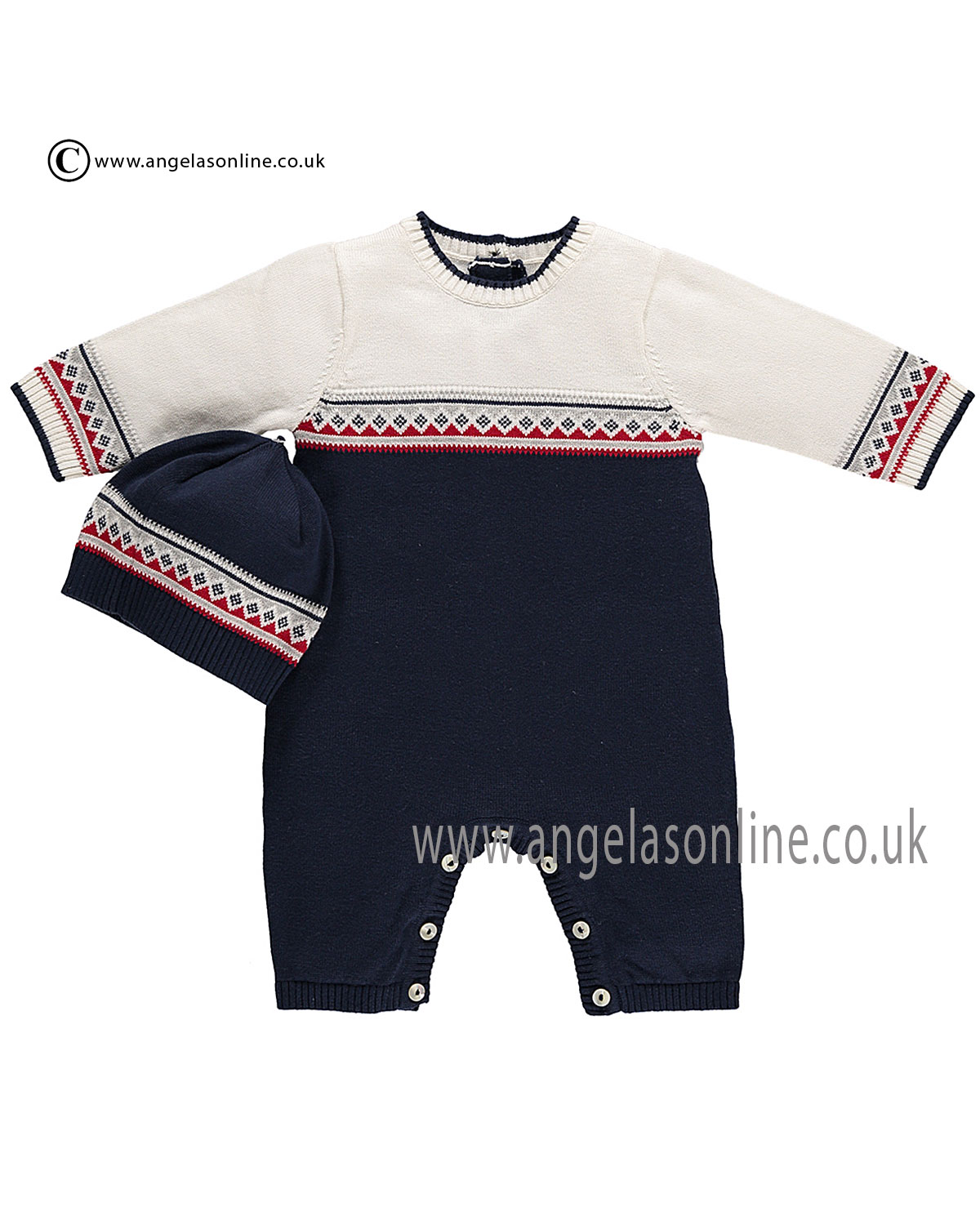 Emile et Rose Baby Boy Knitted All in One & Hat Fernando 1636nv