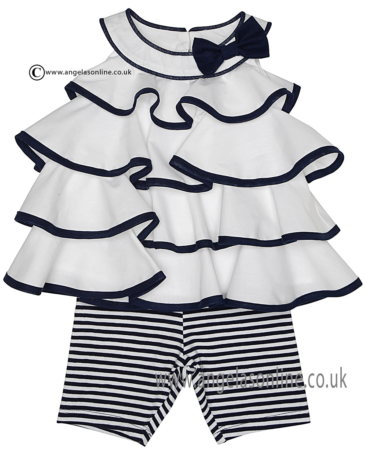 Kate Mack girls sleeveless striped tunic & capri legging 507RR Nv/Wh