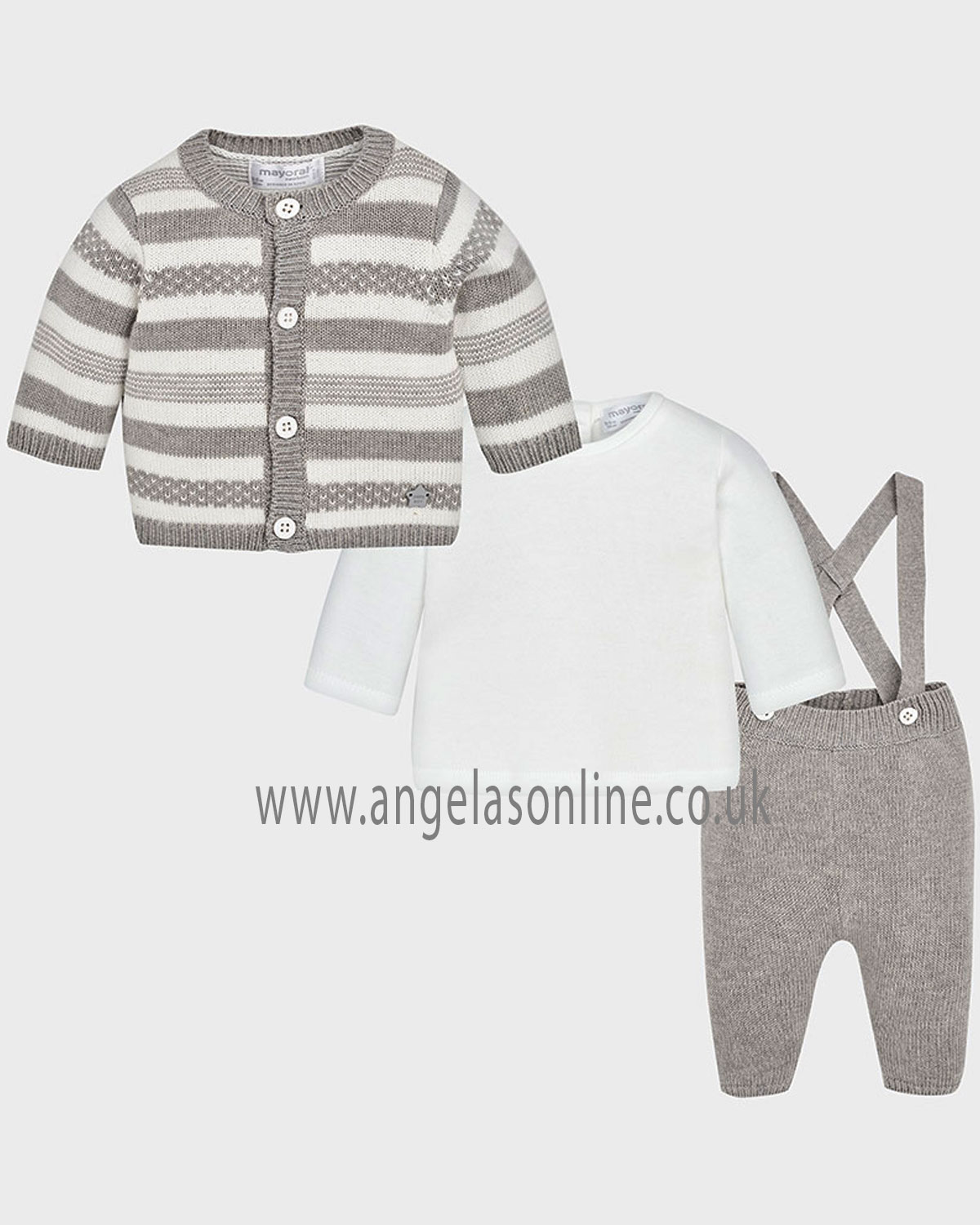 Winter Mayoral baby boys grey & white 3 piece knit suit 251618 grey