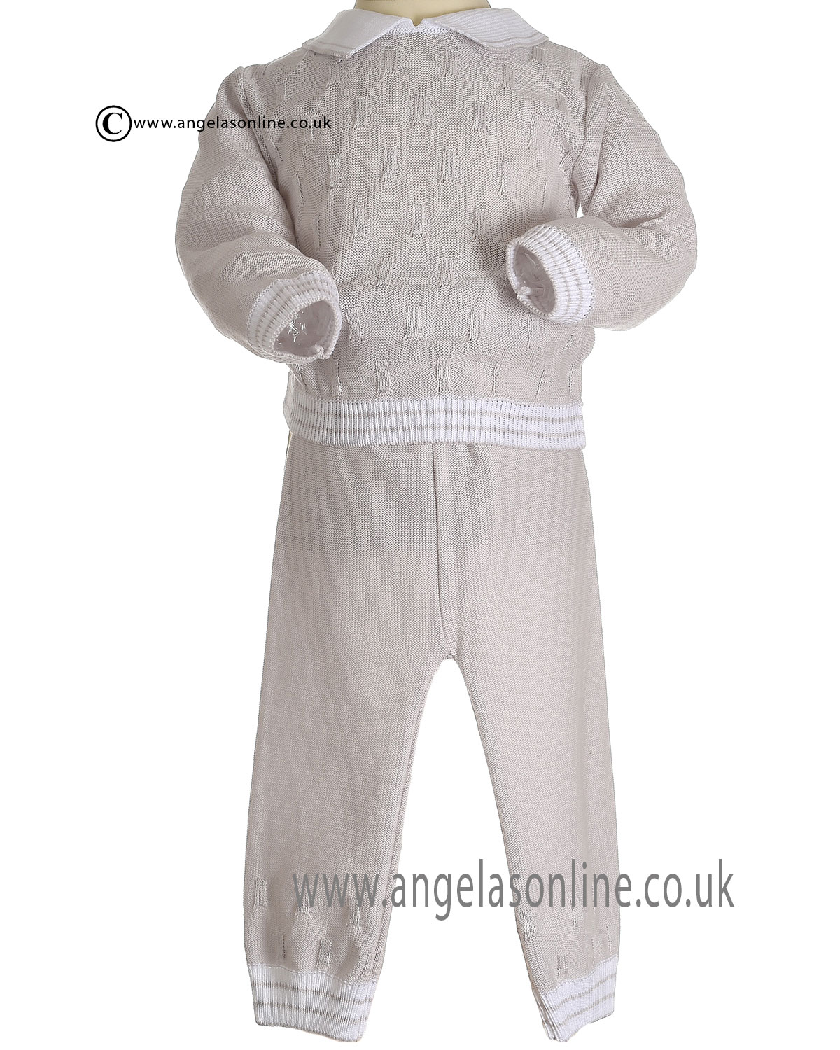 Pretty Originals Baby Boys Knitted Jumper & Pant set JPG2180E18 GR/WH