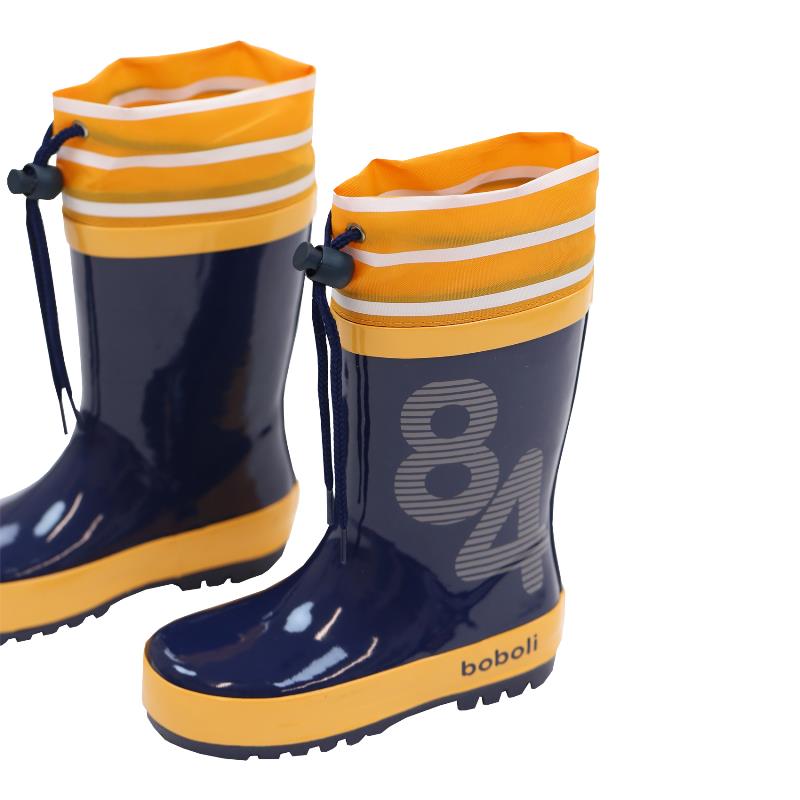 Boboli boys winter wellington boots with mustard details 326090 navy