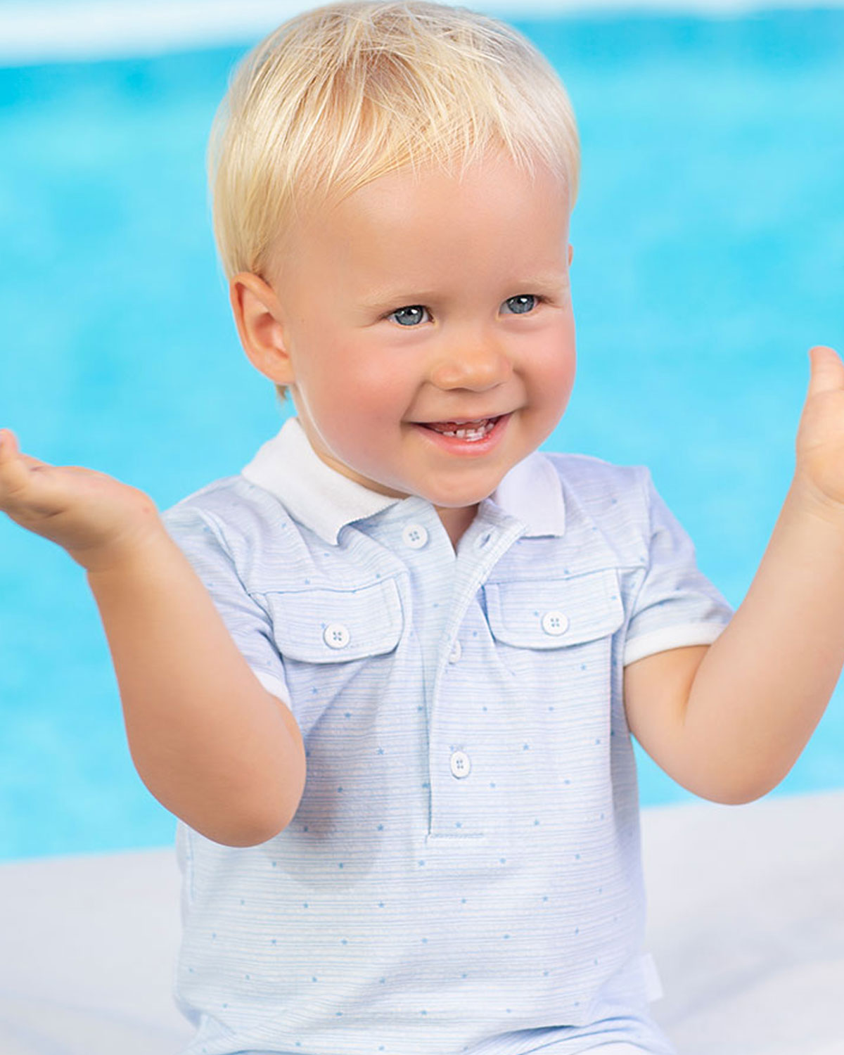 Tutto Piccolo baby boys polo & short summer set 6811631119 Bl/Wh