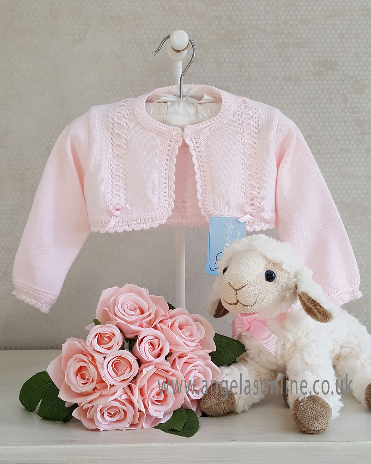 Granlei baby girls cable bolero cardigan with bow detail 151819 Pink