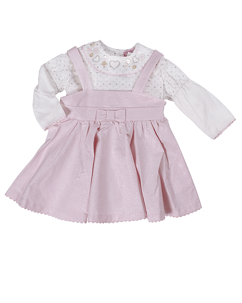 Dizzy Daisy baby girl pink sparkly pinafore set. Dizzy Daisy baby wear