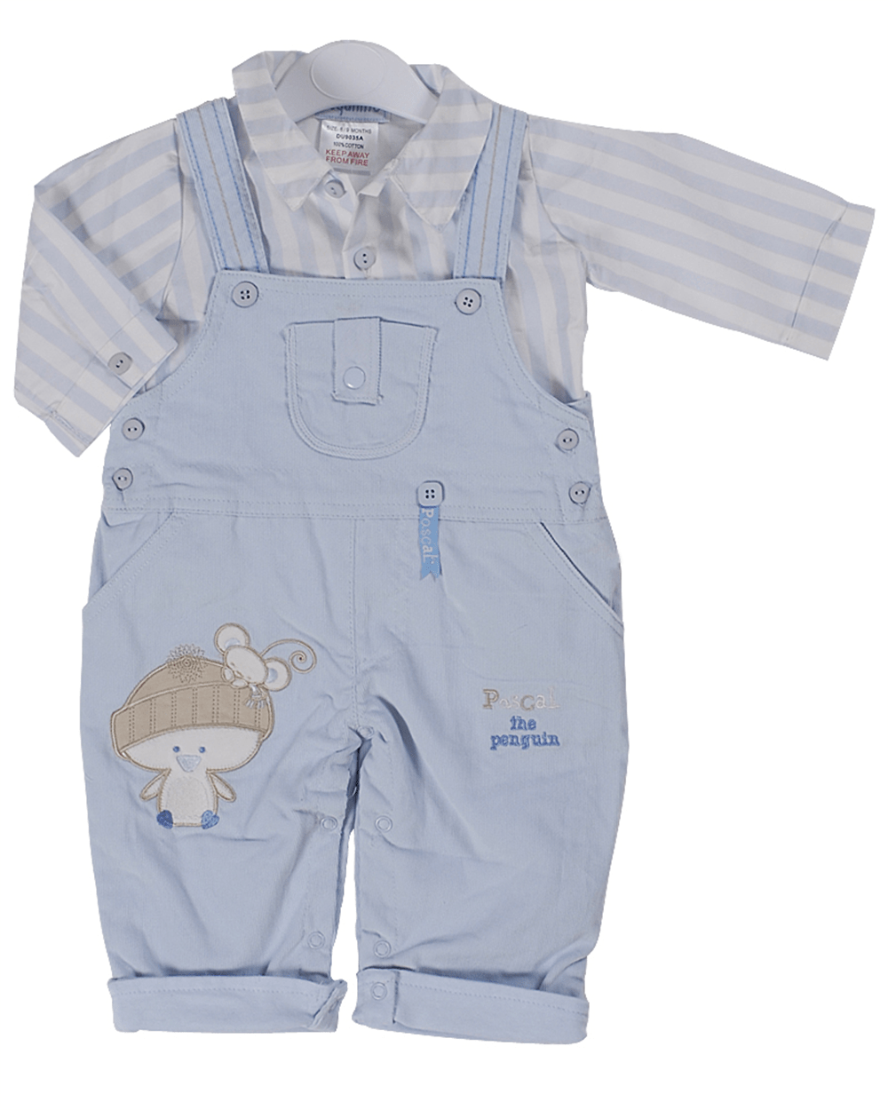 Pequilino baby boys shirt and dungaree set