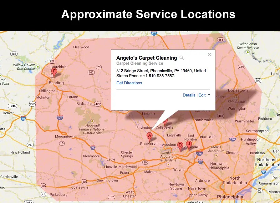 Angelo's Carpet Cleaning service area locations