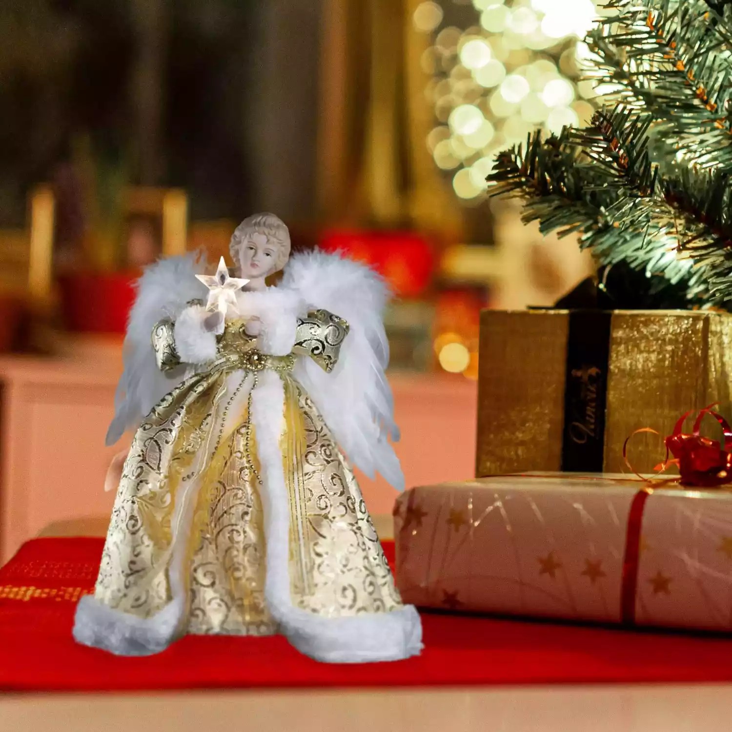 Cyraft Angel Tree Topper with Lights 12Inch with Moving Wings