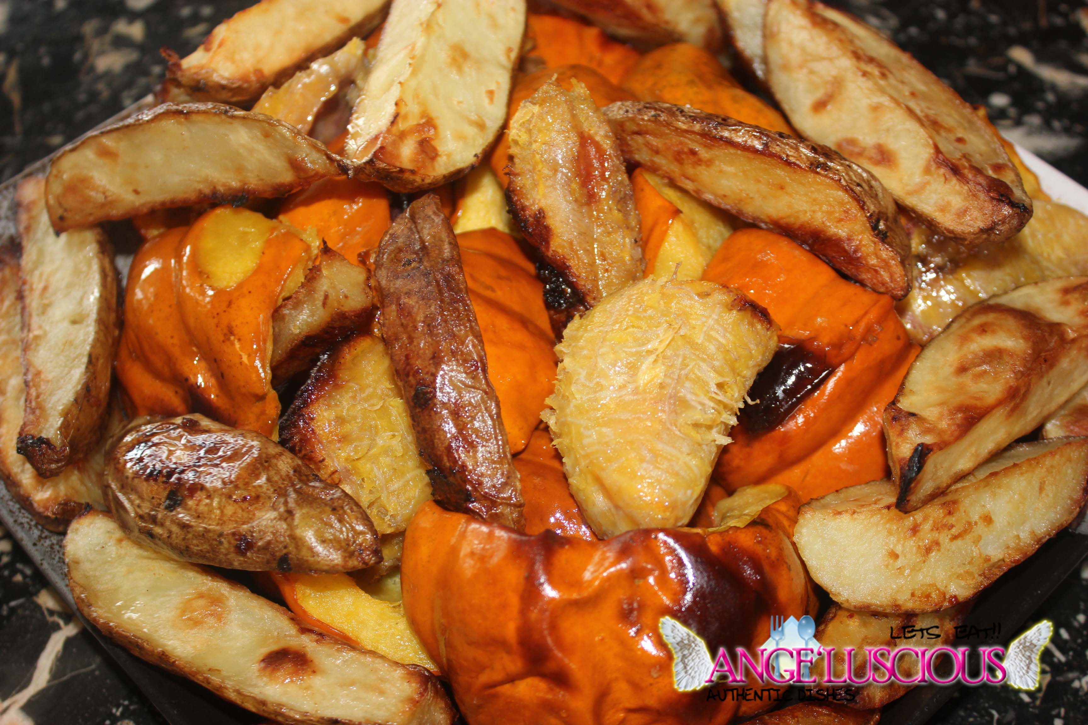 Oven Roasted Potatoes, Acorn Squash and Ripe Plantains Angeluscious