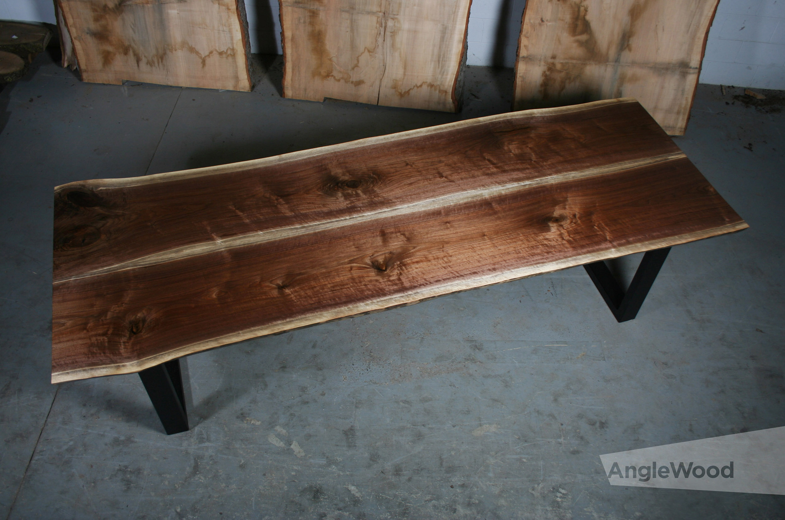 Walnut Glue Up Dining Table U Legs Anglewood Furniture