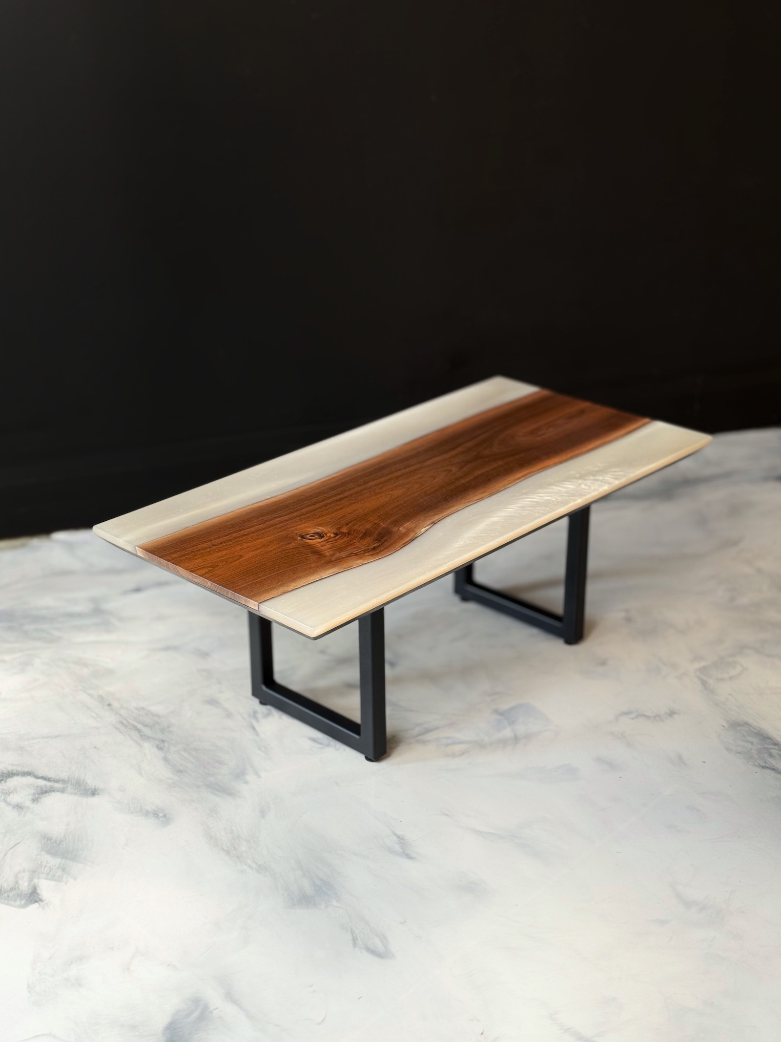 Wood Coffee Table Toronto White Pearl Epoxy Anglewood
