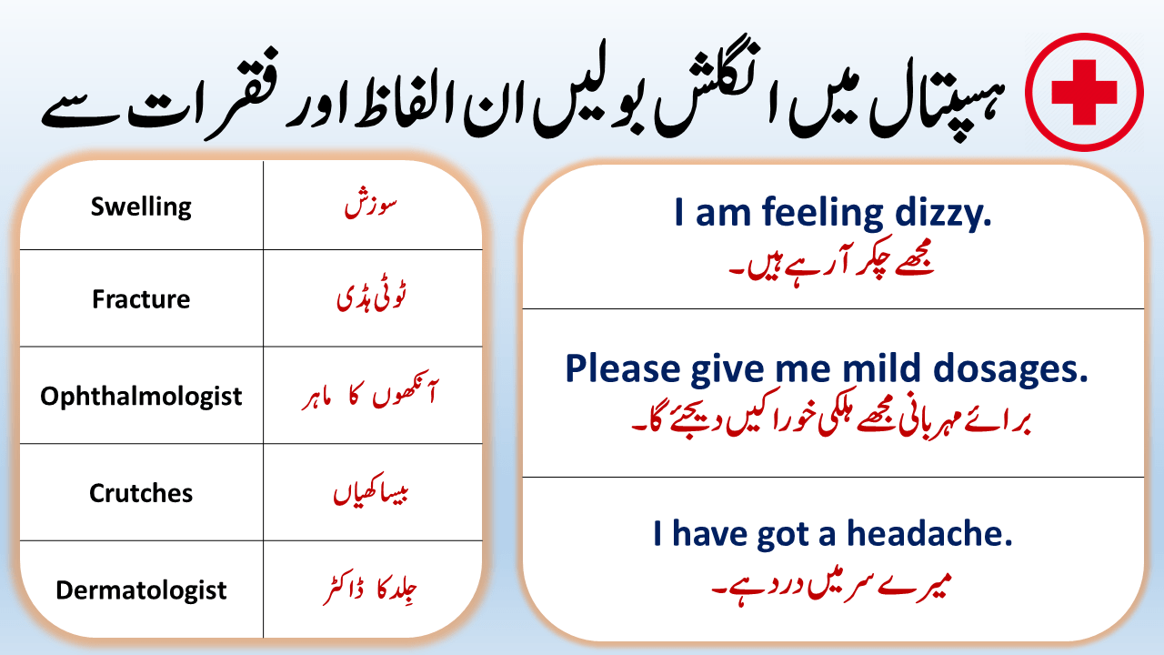 Medical Vocabulary and Medical Sentences in English and Urdu Angrezify