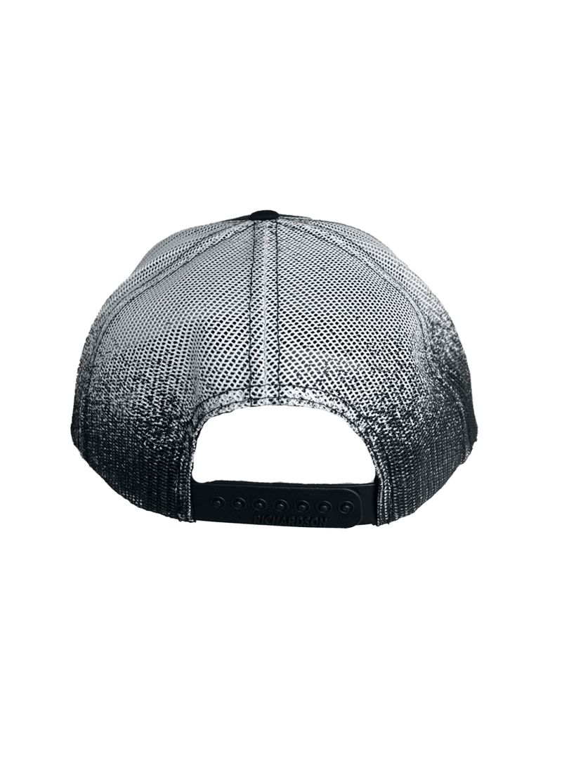 Black Front Black and White Gradient Mesh Back with Light Brown Leather