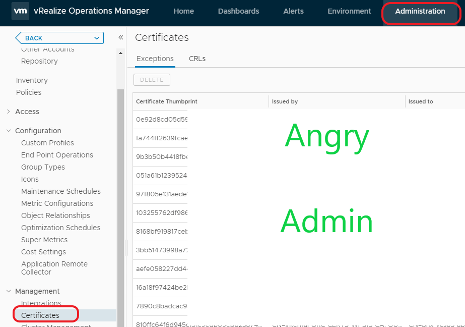vROps cert thumbprint and trust issue Angry Admin