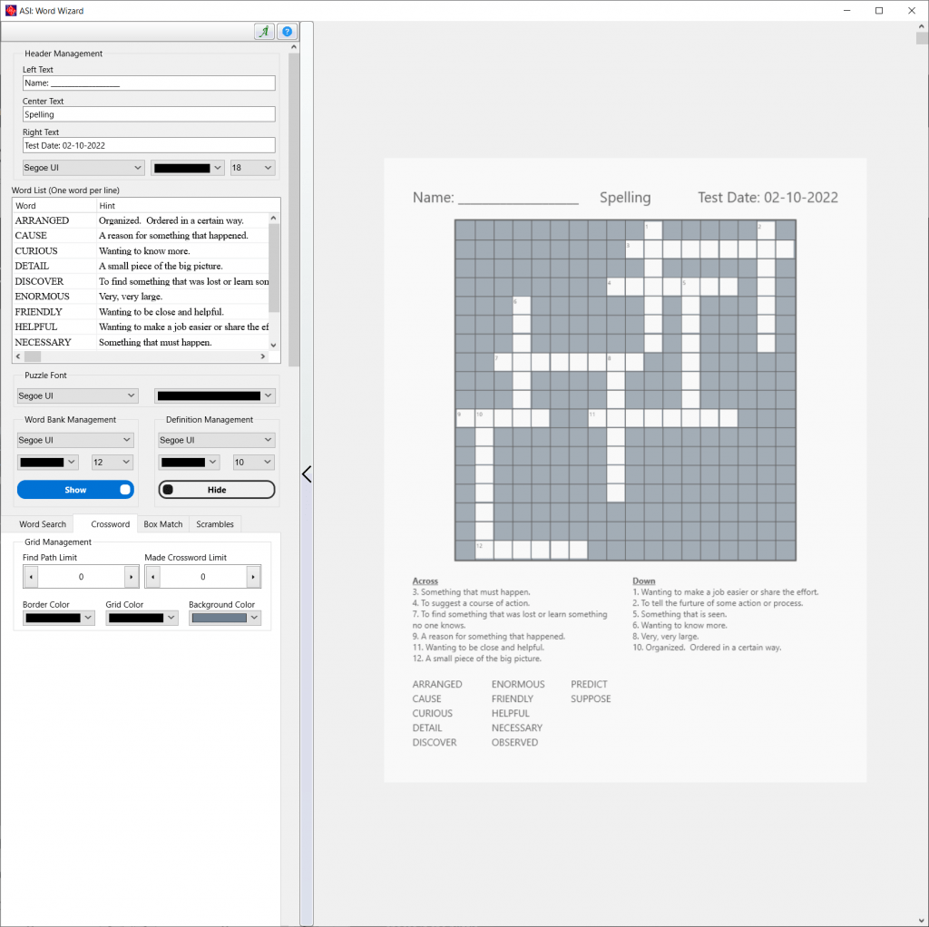Word Wizard Puzzle Creator Crossword Puzzles Angstrom Software Inc.