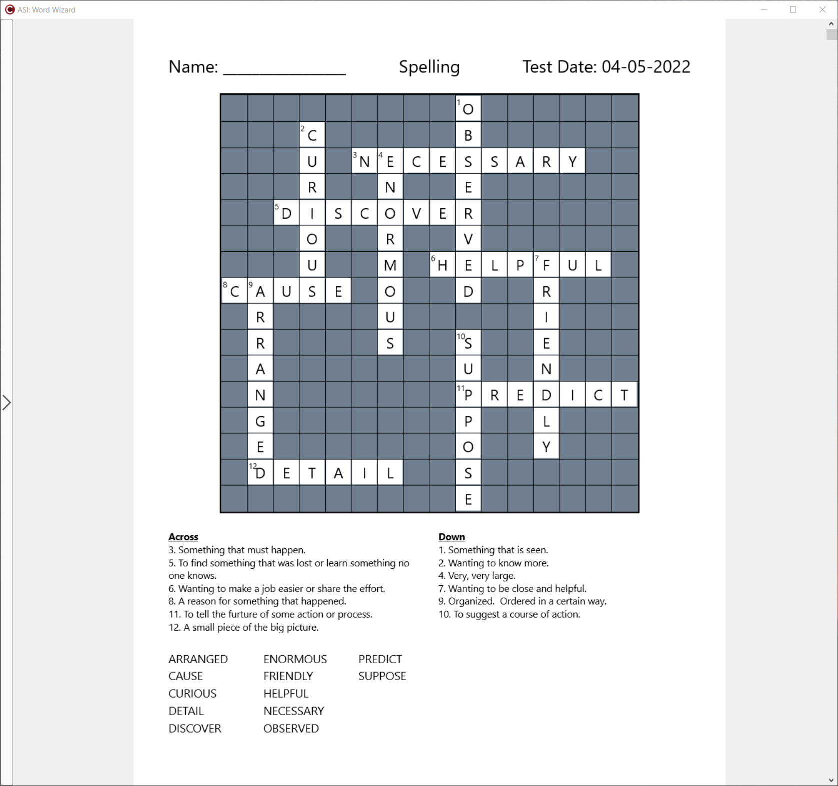 Word Wizard Puzzle Creator Crossword Puzzles Angstrom Software Inc.
