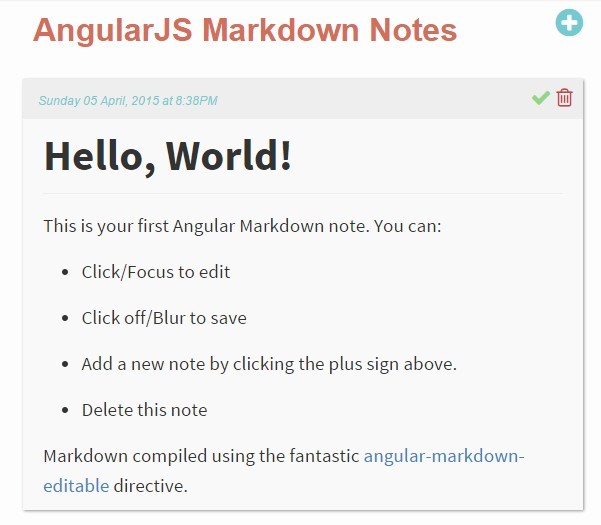 AngularJS Markdown Notes App Angular Script