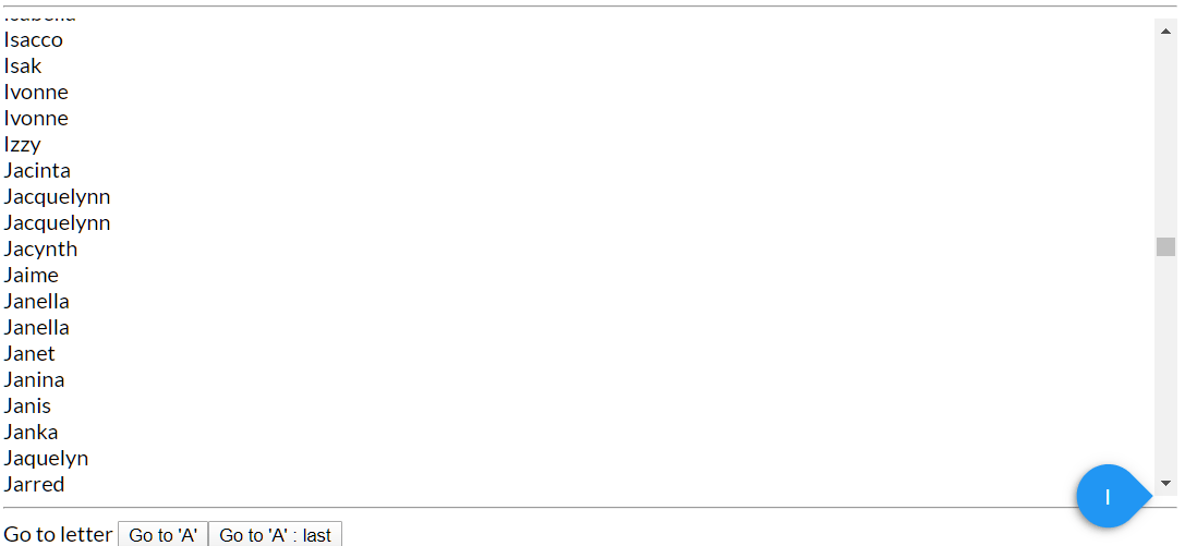 Scrollbar Indicator To Show The First Character Of The Item In A Large