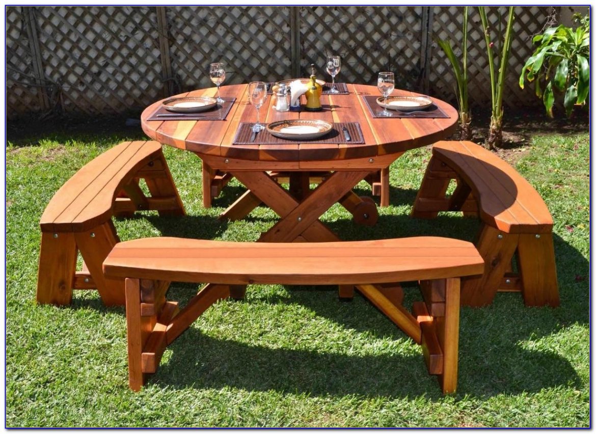 Picnic Table With Separate Benches