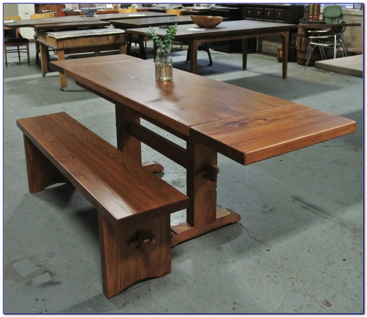Trestle Style Dining Table With Benches