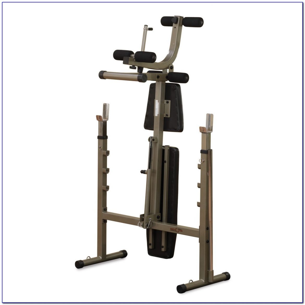 Folding Bench Press Weight Bench With Adjustable Barbell Stands Versatile Space Saving