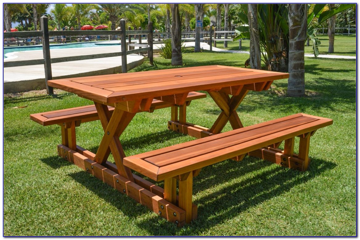 Picnic Table With Attached Benches