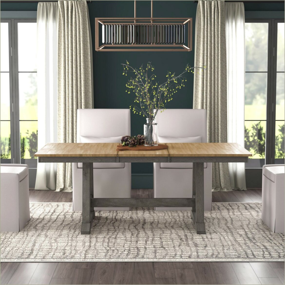 Extendable Rectangular Dining Room Table