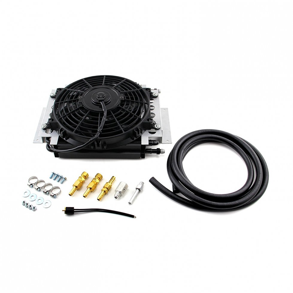 Transmission Dual Pass Oil Cooler with Electric Fan Angus Racing