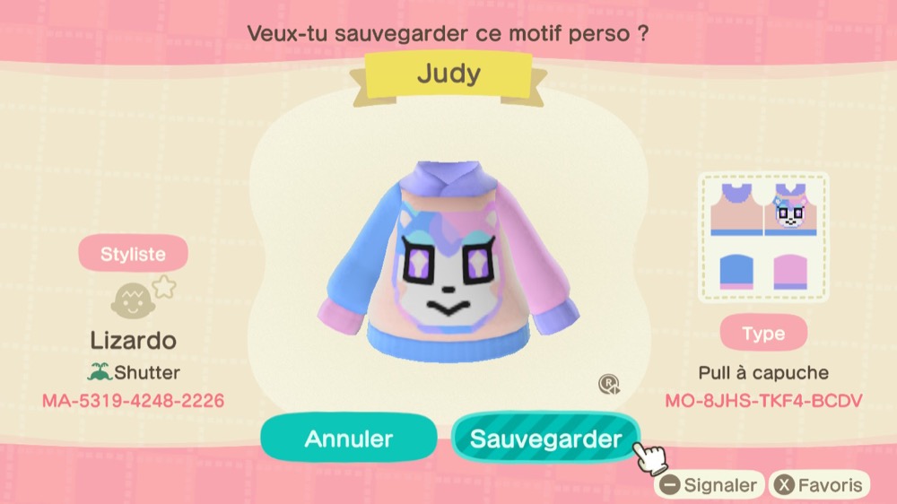 Les motifs persos de LAURA Animal Crossing New Horizons (ID et QR)