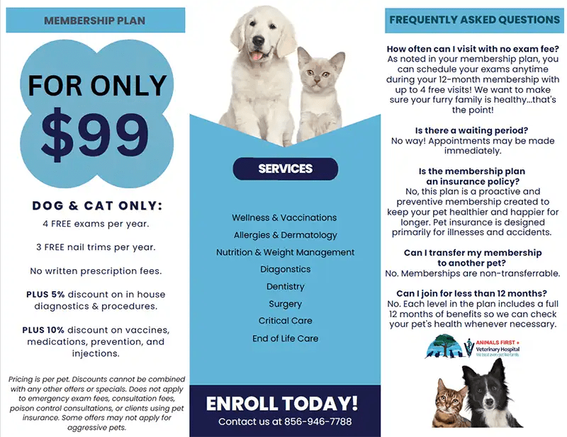 Membership Plan Animals First + Veterinary Hospital, Urgent Care