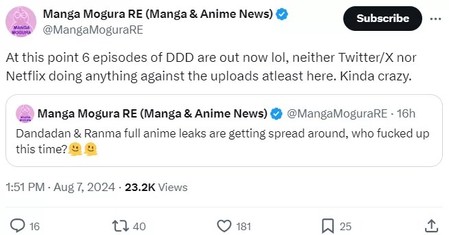 Netflix Comes Under Fire After 6 Episodes Of Dandadan Anime Gets Leaked