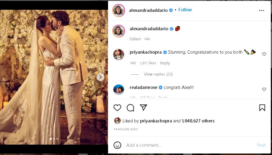 'Baywatch' actor Alexandra Daddario ties knot with producer Andrew Form