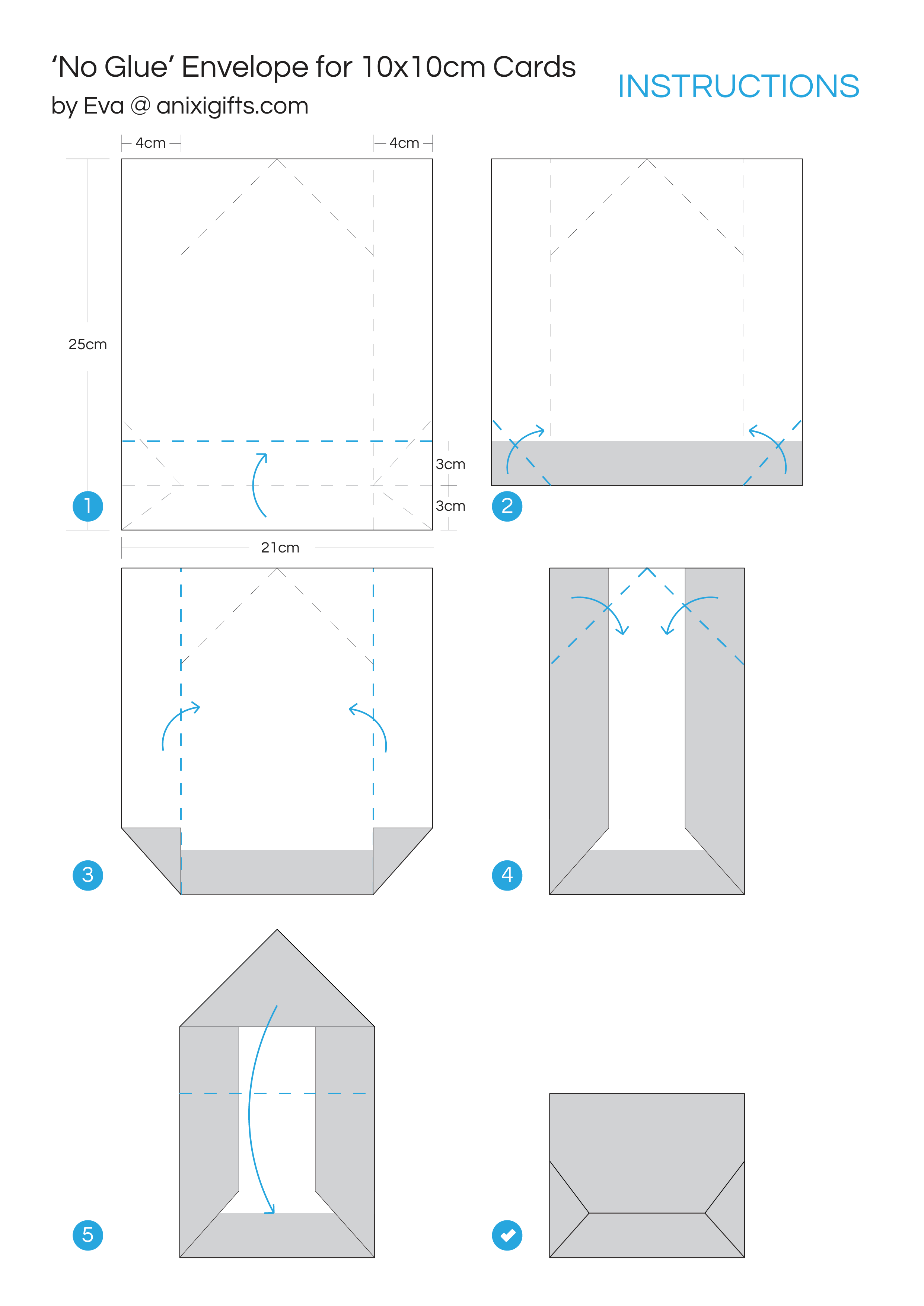 Free 'No Glue' Envelope • Template Download • Anixi Gifts